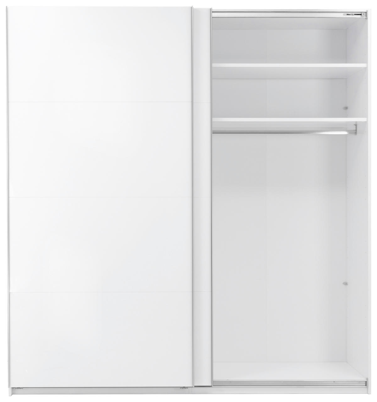 SCHIEBETÜRENSCHRANK 200/210/62 cm 2-türig Weiß  - Weiß Hochglanz/Alufarben, MODERN, Holzwerkstoff/Metall (200/210/62cm) - MID.YOU