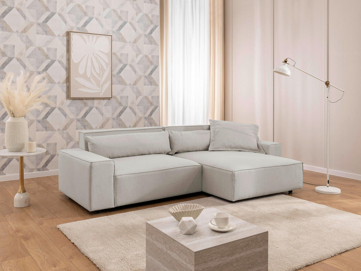 ECKSOFA Webstoff Beige  - Beige/Schwarz, Design, Kunststoff/Textil (251/142cm) - P & B