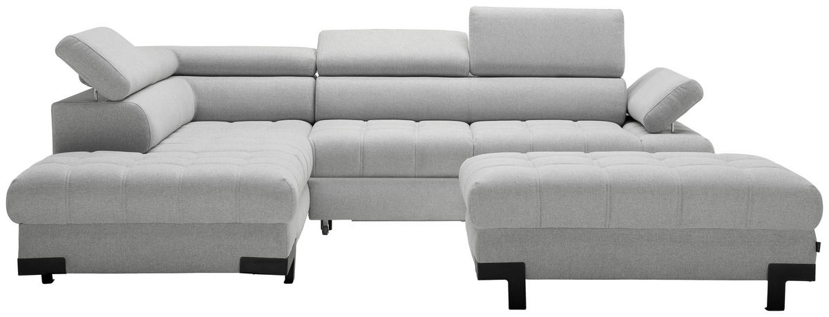 ECKSOFA in Webstoff Silberfarben  - Silberfarben/Schwarz, Modern, Textil/Metall (223/263cm) - Welnova