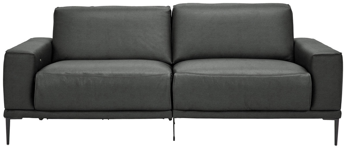 2,5-SITZER Echtleder Anthrazit  - Anthrazit/Schwarz, Design, Leder/Metall (200/102/92cm) - Johann Jakob