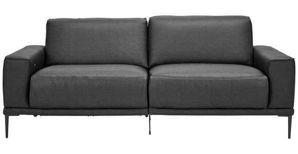 2,5-SITZER  in Echtleder Anthrazit   - Anthrazit/Schwarz, Design, Leder/Metall (200/102/92cm) - Johann Jakob