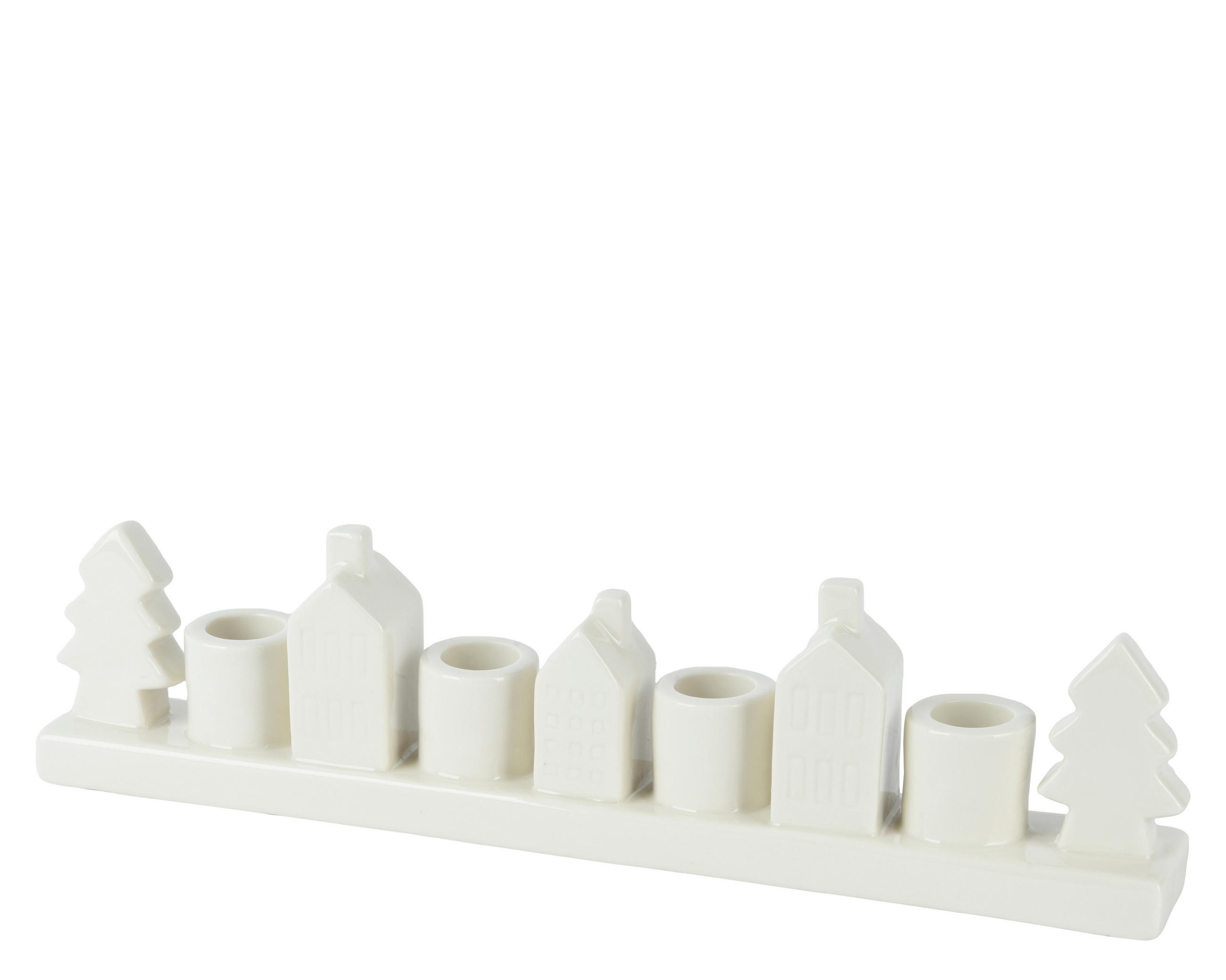 KERZENHALTER - Weiß, LIFESTYLE, Keramik (34.2/4.8/8.7cm)