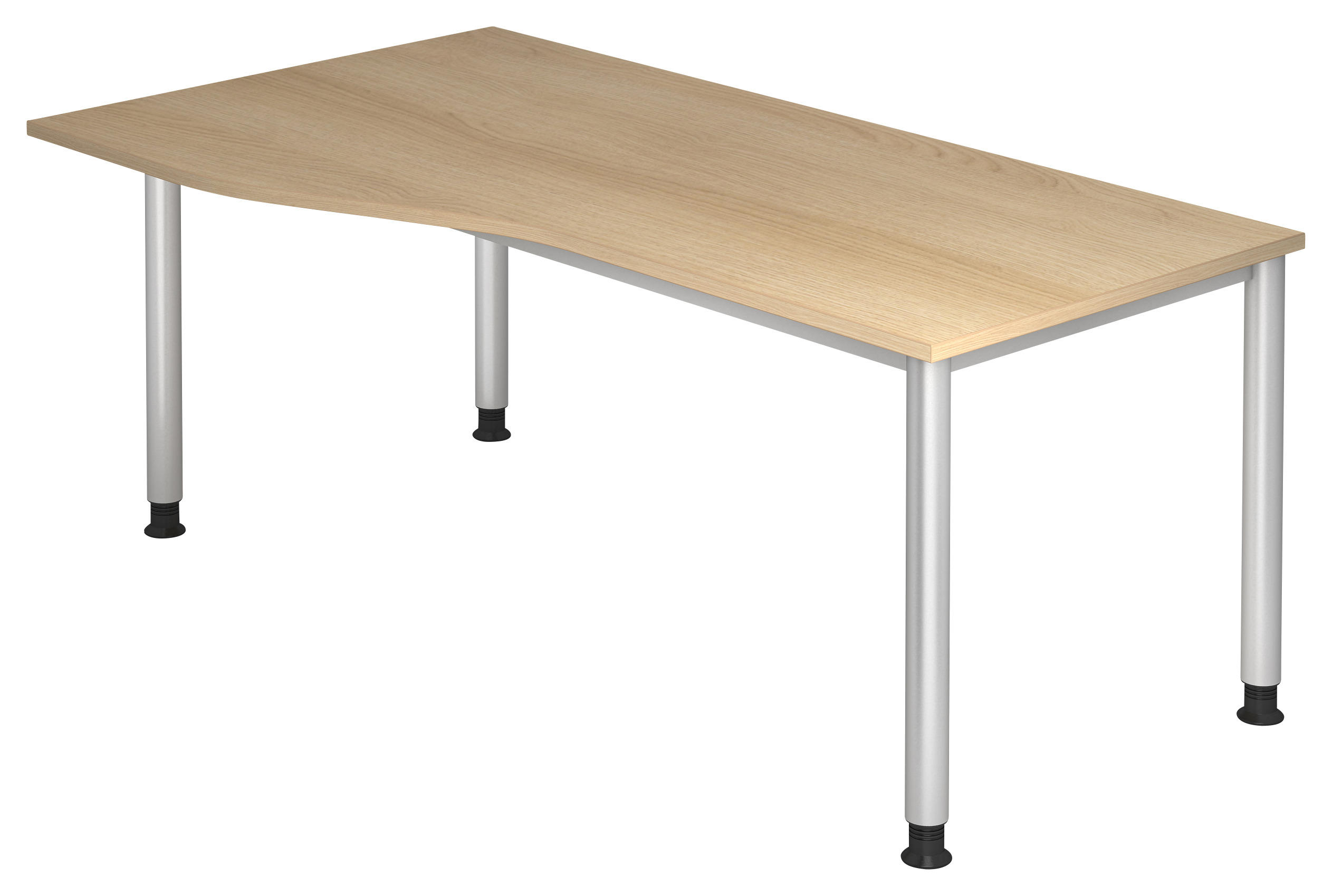 SCHREIBTISCH 180/80-100/68-76 cm  in Silberfarben, Eichefarben  - Eichefarben/Silberfarben, KONVENTIONELL, Holzwerkstoff/Metall (180/80-100/68-76cm) - Venda