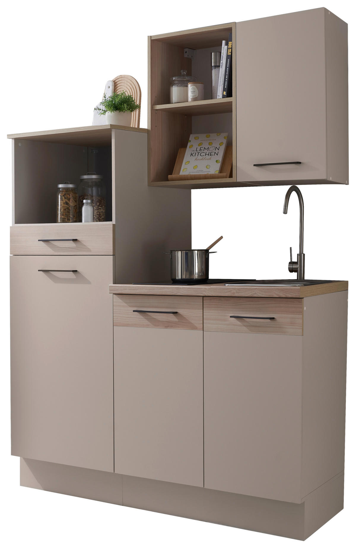 KÜCHENBLOCK   in Eichefarben, Kaschmir  - Kaschmir/Eichefarben, Trend, Holzwerkstoff/Metall (150/210/60cm) - MID.YOU