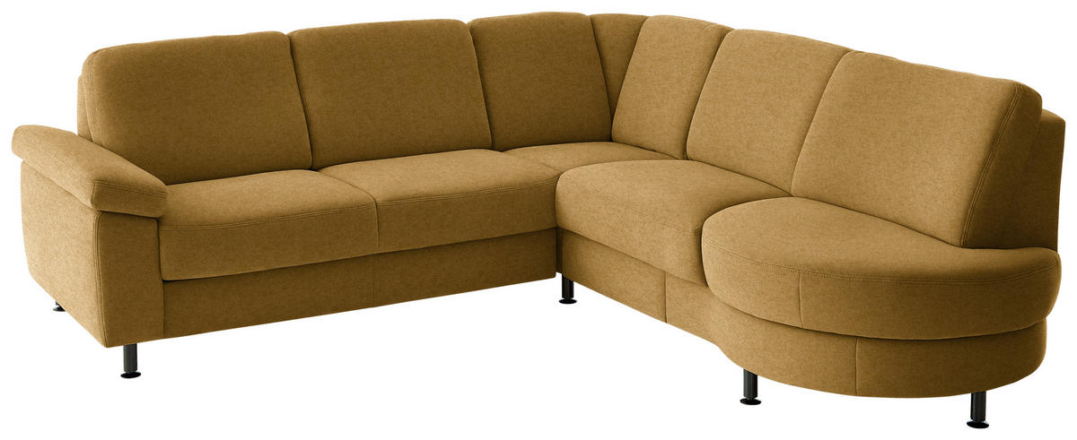 ECKSOFA Flachgewebe Currygelb  - Currygelb/Schwarz, Konventionell, Textil/Metall (248/252cm) - Beldomo Comfort