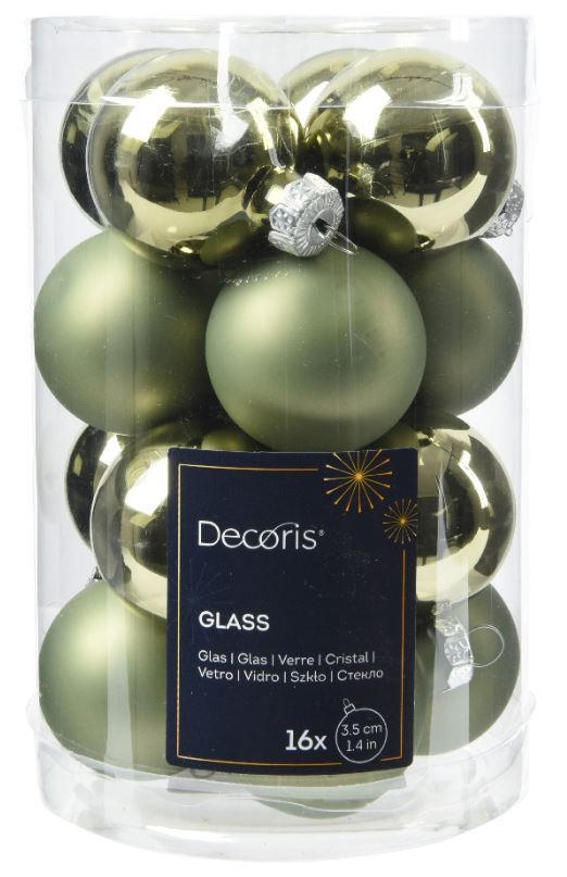 CHRISTBAUMKUGEL-SET 3,50 cm 16-teilig  - Dunkelgrün, KONVENTIONELL, Glas (3,50cm)