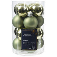 CHRISTBAUMKUGEL-SET 3,50 cm 16-teilig  - Dunkelgrün, KONVENTIONELL, Glas (3,50cm)