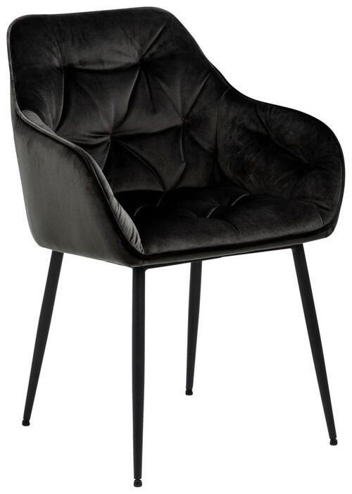 ARMLEHNSTUHL  in Stahl Velours  - Schwarz/Braun, Trend, Textil/Metall (58/83/55cm) - Livetastic