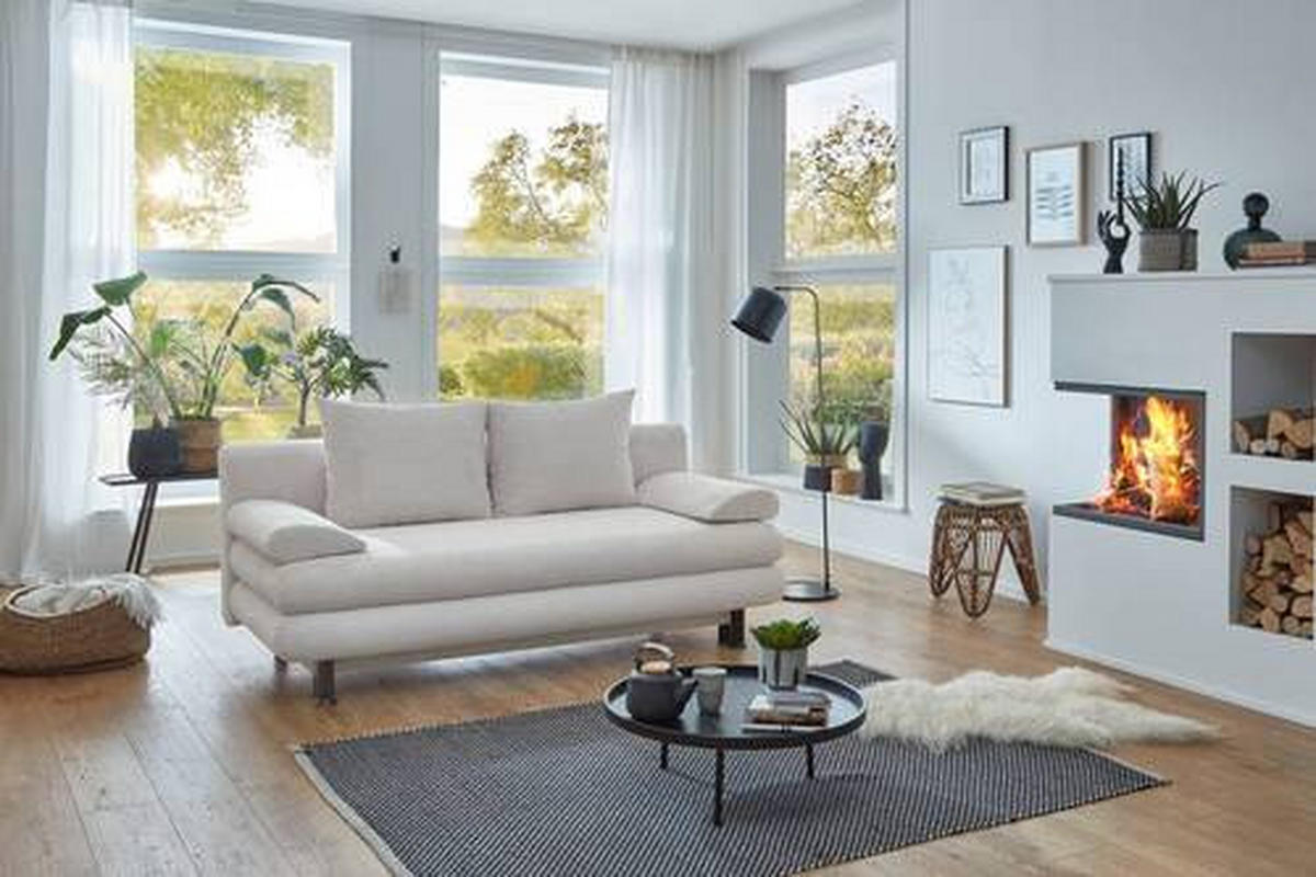 SCHLAFSOFA  mit Cord Naturfarben  - Schwarz/Naturfarben, KONVENTIONELL, Kunststoff/Textil (196/77/92cm) - Carryhome