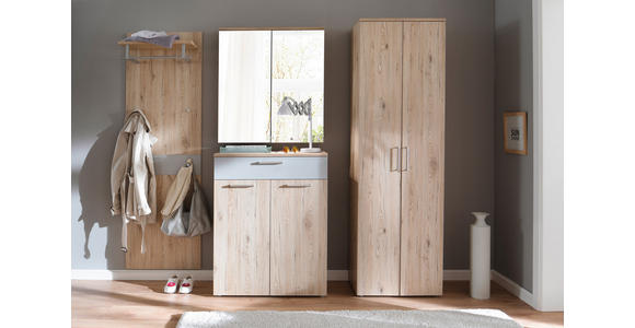 GARDEROBE 4-teilig  in 220/200/38 cm  - Eichefarben/Grau, KONVENTIONELL, Holzwerkstoff (220/200/38cm) - Moderano