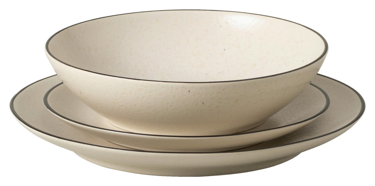 KOMBISERVICE Schwarz, Beige AUGUSTA 12-teilig 4 Personen  - Beige/Schwarz, Basics, Keramik - Costa Nova