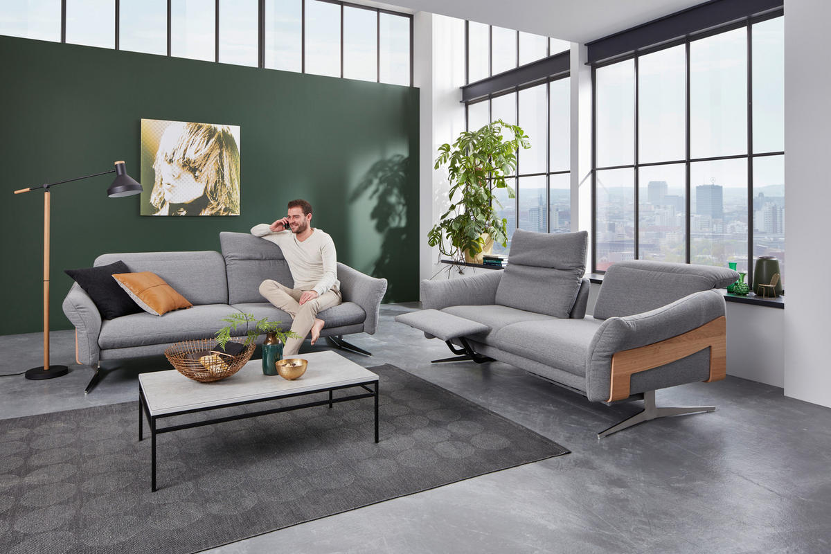 2,5-SITZER in Webstoff Grau  - Anthrazit/Grau, Design, Holz/Textil (193/81/107cm) - Himolla