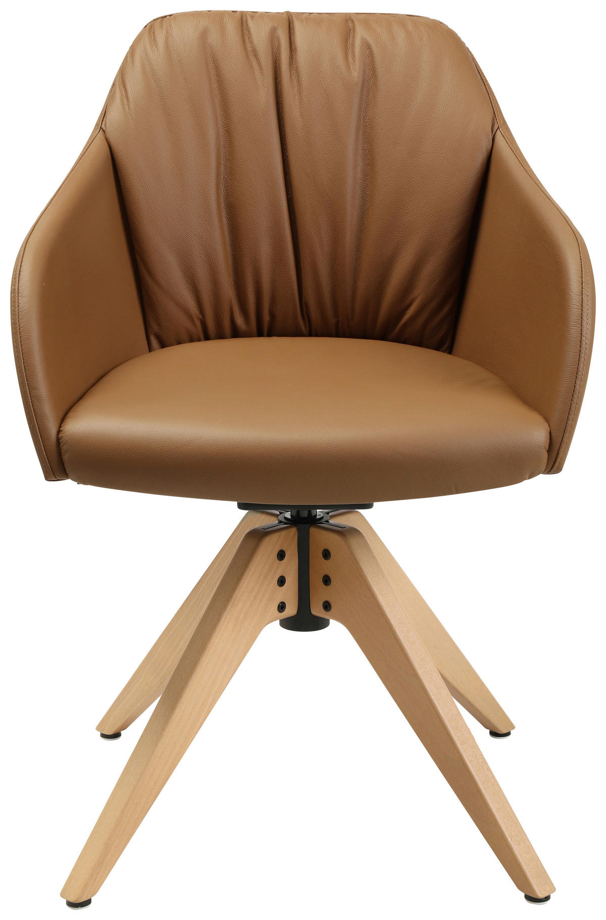 ARMLEHNSTUHL  in Echtleder pigmentiert  - Cognac/Eichefarben, Design, Leder/Holz (58/82,5-85,2/60cm) - Johann Jakob