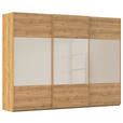 SCHWEBETÜRENSCHRANK  in Eichefarben, Champagner  - Champagner/Eichefarben, KONVENTIONELL, Glas/Holz (301/223/68cm) - Novel