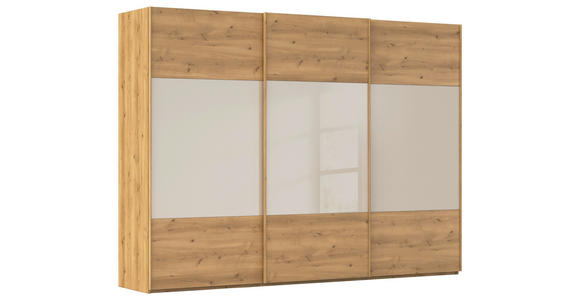 SCHWEBETÜRENSCHRANK  in Eichefarben, Champagner  - Champagner/Eichefarben, KONVENTIONELL, Glas/Holz (301/223/68cm) - Novel