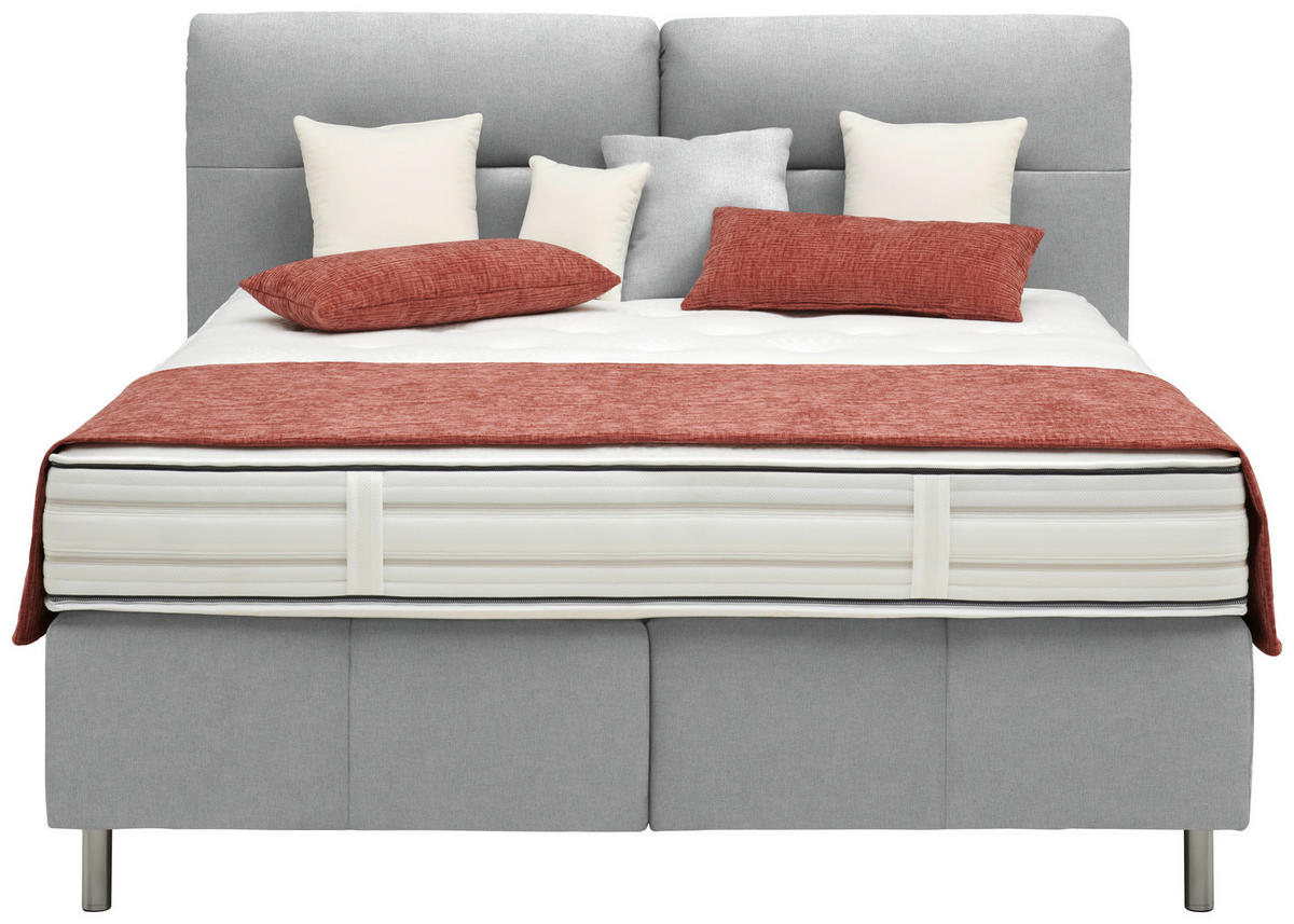 BOXSPRINGBETT 160/200 cm  in Silberfarben  - Silberfarben/Alufarben, KONVENTIONELL, Textil/Metall (160/200cm) - Dieter Knoll