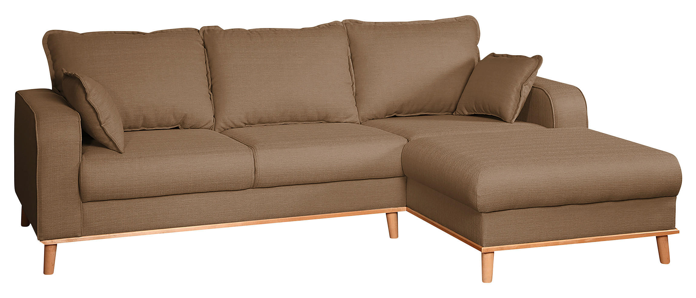 ECKSOFA Beata Hellbraun Mikrofaser  - Wengefarben/Hellbraun, Design, Holz/Textil (230/150cm) - Livetastic