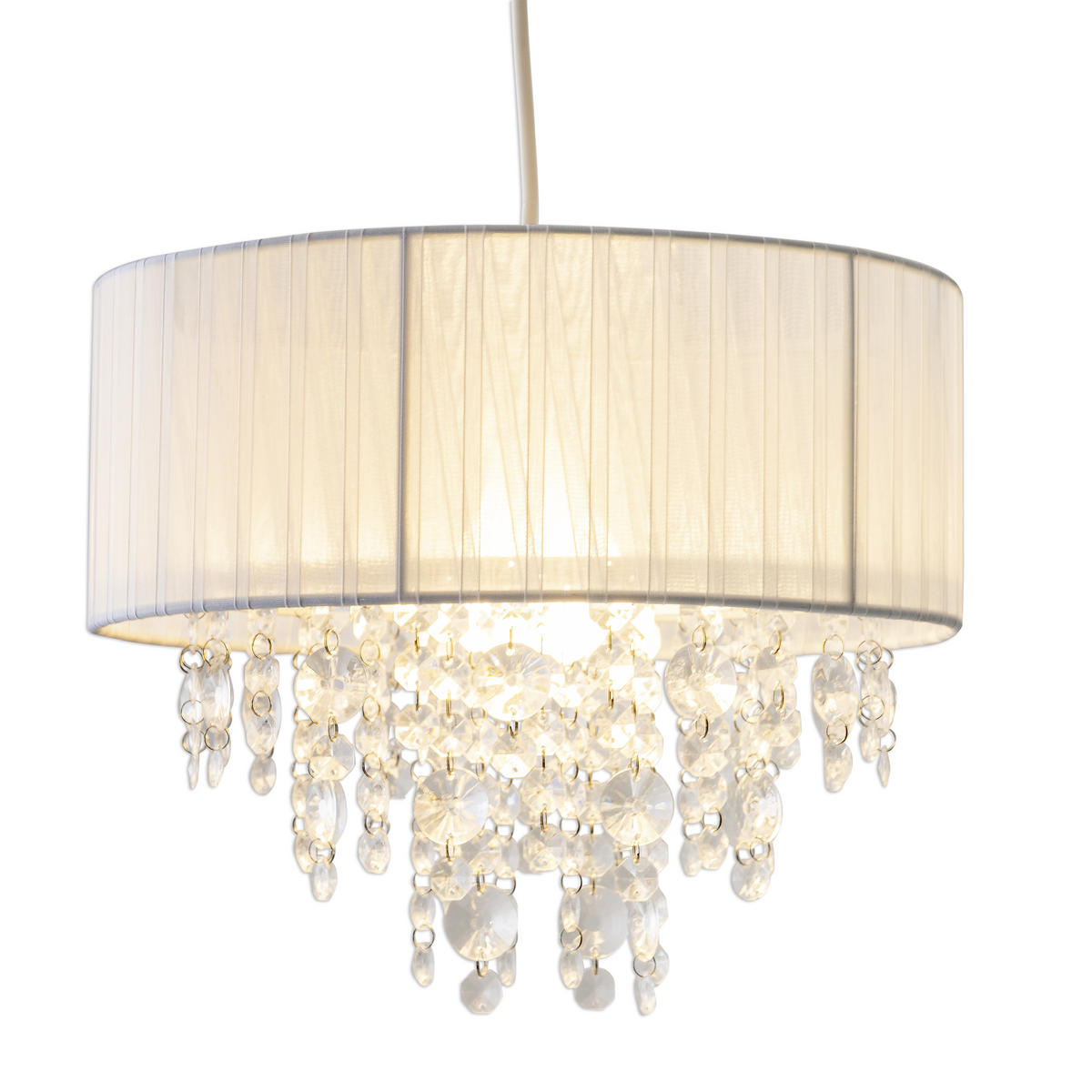 HÄNGELEUCHTE Kristallo 30/23 cm   - Transparent/Weiß, LIFESTYLE, Kunststoff/Textil (30/23cm) - Näve