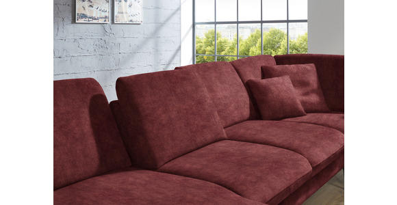 WOHNLANDSCHAFT in Velours Weinrot - Weinrot/Schwarz, Design, Textil/Metall (180/344/208cm) - Dieter Knoll
