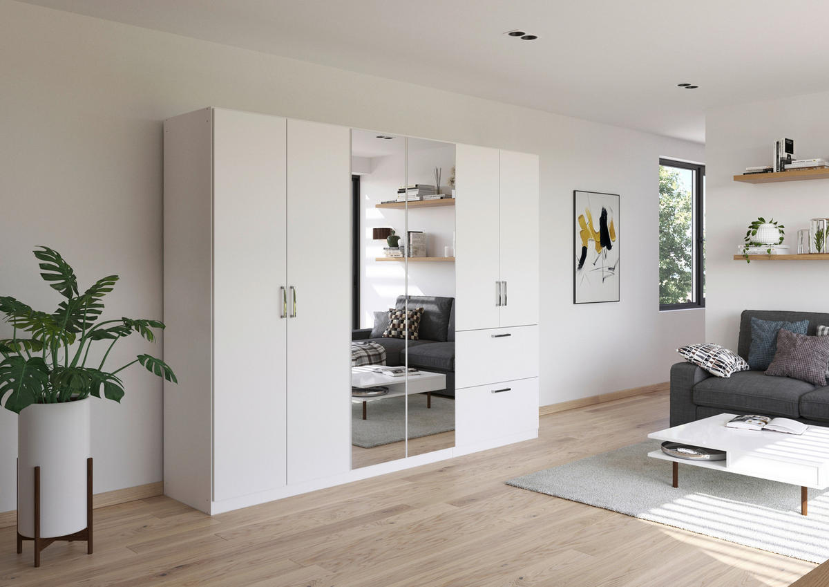 DREHTÜRENSCHRANK in Weiss  - Chromfarben/Weiss, Modern, Holzwerkstoff/Kunststoff (271/210/54cm) - Rauch Möbel