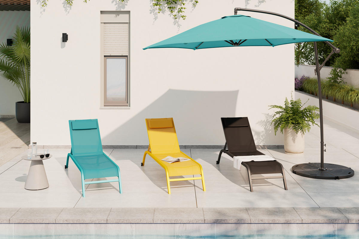 KERTI NAPOZÓÁGY 198/87/62 cm  - kék/zöld, Design, textil/fém (198/87/62cm) - Ambia Garden