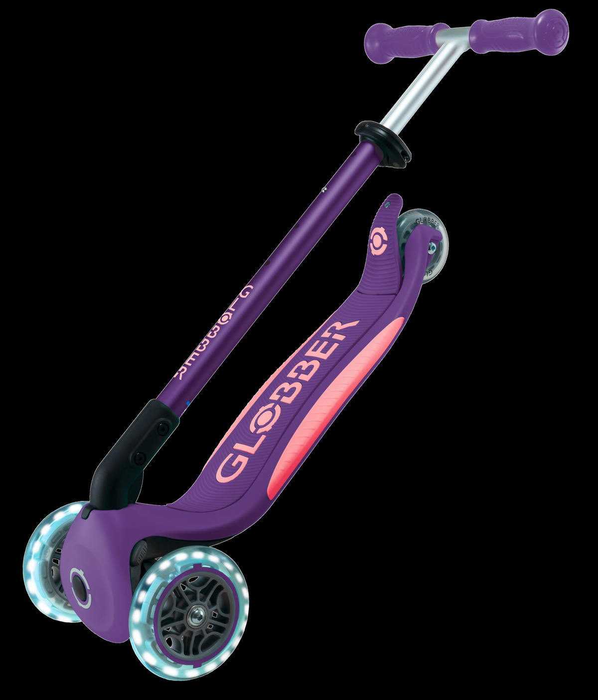 SCOOTER PRIMO FOLDABLE PLUS LIGHTS  - Hellrosa/Lila, LIFESTYLE, Kunststoff (57,5/28/82,5cm) - GLOBBER
