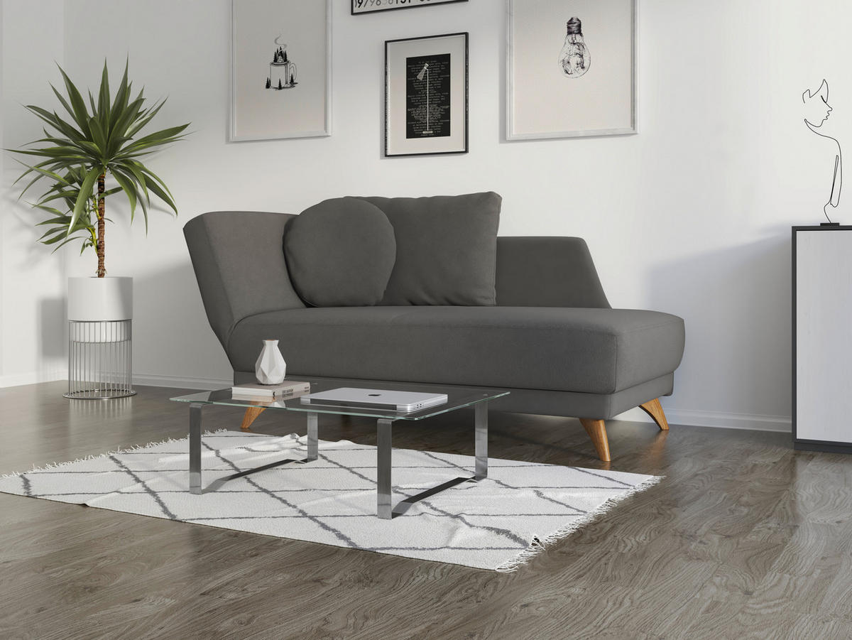 RÉCAMIERE in Flachgewebe Anthrazit  - Eichefarben/Anthrazit, Modern, Holz/Textil (205/74/94cm) - Bali