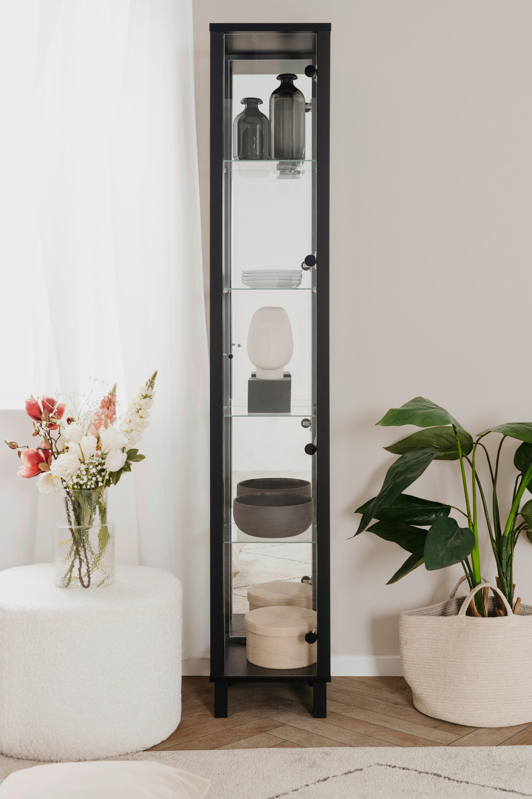 VITRINE in Schwarz  - Schwarz, KONVENTIONELL, Glas/Holzwerkstoff (33/189/33cm) - Carryhome