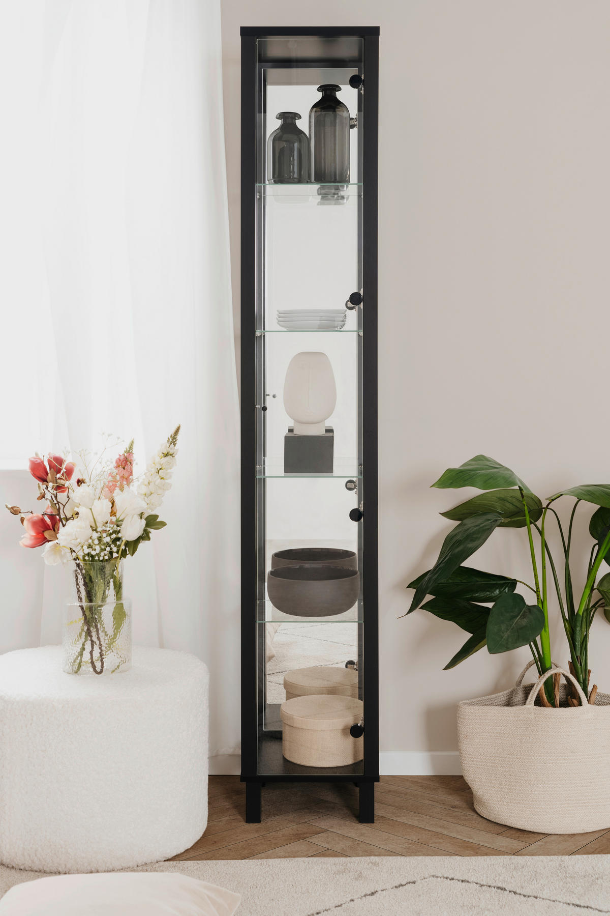 VITRINA, črna - črna, Konvencionalno, kovina/steklo (33/189/33cm) - Carryhome