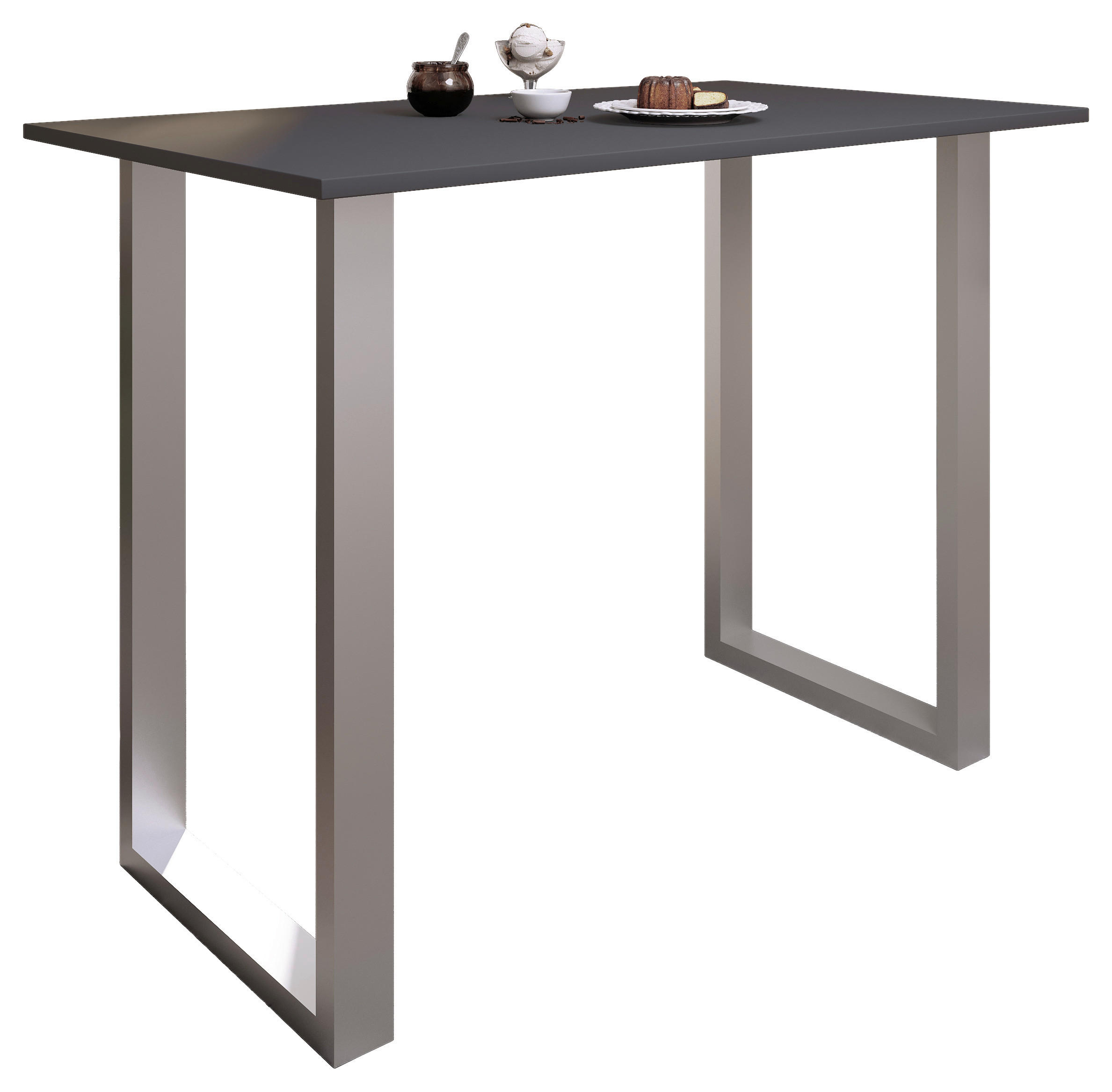 BARTISCH in Metall, Holzwerkstoff 140/80/102 cm   - Anthrazit/Silberfarben, Konventionell, Holzwerkstoff/Metall (140/80/102cm)