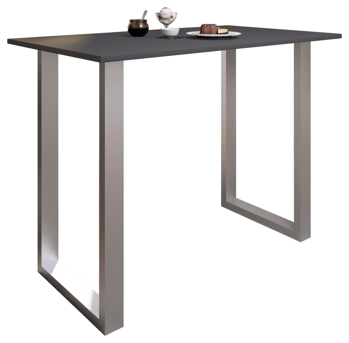 BARTISCH in Metall, Holzwerkstoff 140/80/102 cm   - Anthrazit/Silberfarben, Konventionell, Holzwerkstoff/Metall (140/80/102cm)