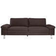 3-SITZER-SOFA Mikrofaser Dunkelbraun  - Chromfarben/Dunkelbraun, Design, Textil/Metall (234/86/97cm) - Hom`in