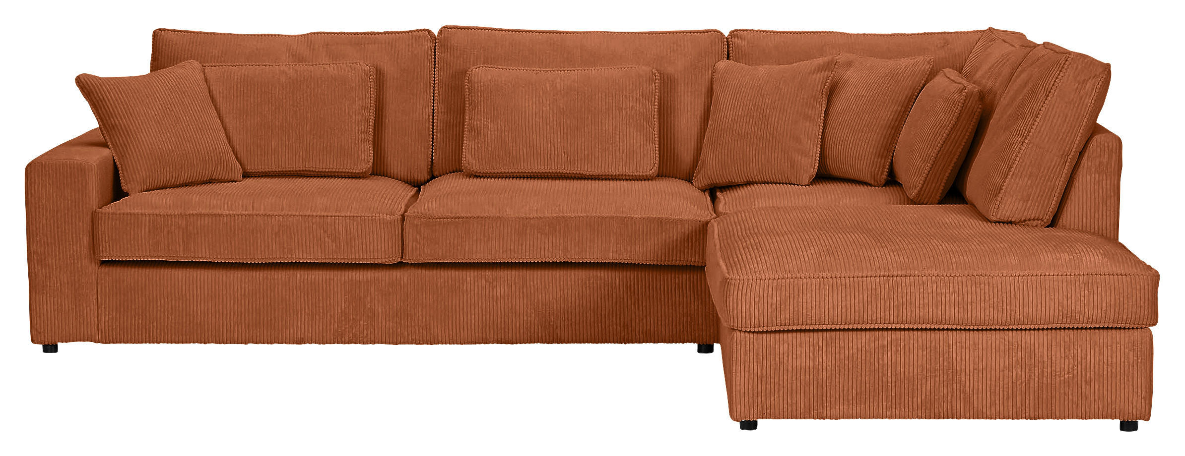 ECKSOFA  in Cord Rostfarben Zierkissen, Rückenkissen, Rücken echt  307/228 cm  - Rostfarben/Schwarz, MODERN, Kunststoff/Textil (307/228cm) - Carryhome