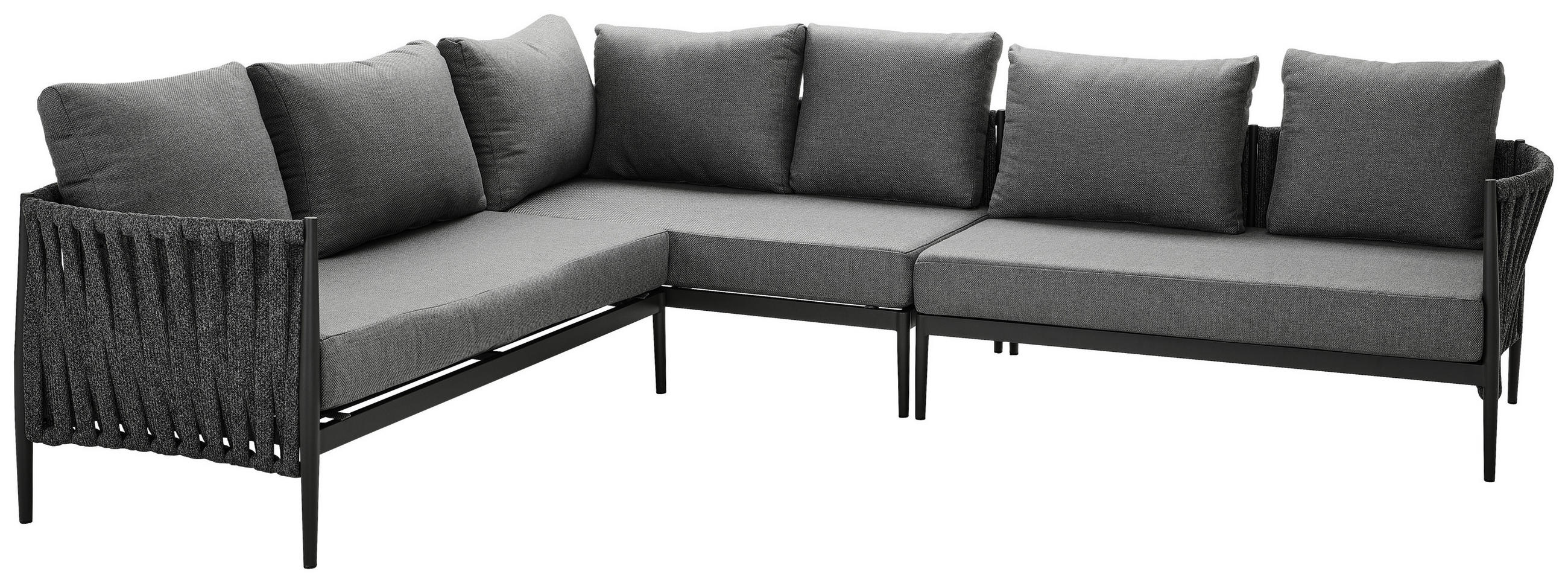 LOUNGEGARNITUR 229/296 cm Aluminium  - Dunkelgrau/Anthrazit, Design, Textil/Metall (229/296cm) - Amatio
