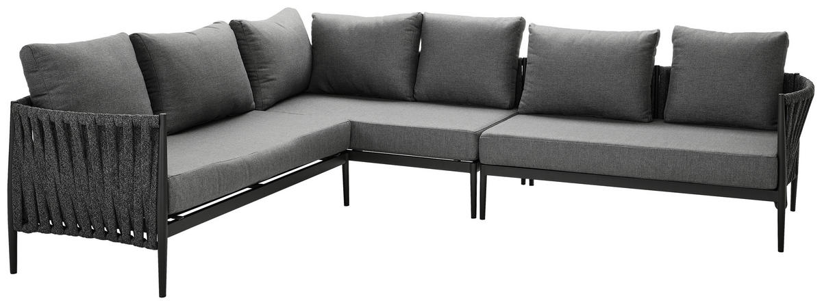 LOUNGEGARNITUR 229/296 cm Aluminium  - Dunkelgrau/Anthrazit, Design, Textil/Metall (229/296cm) - Amatio