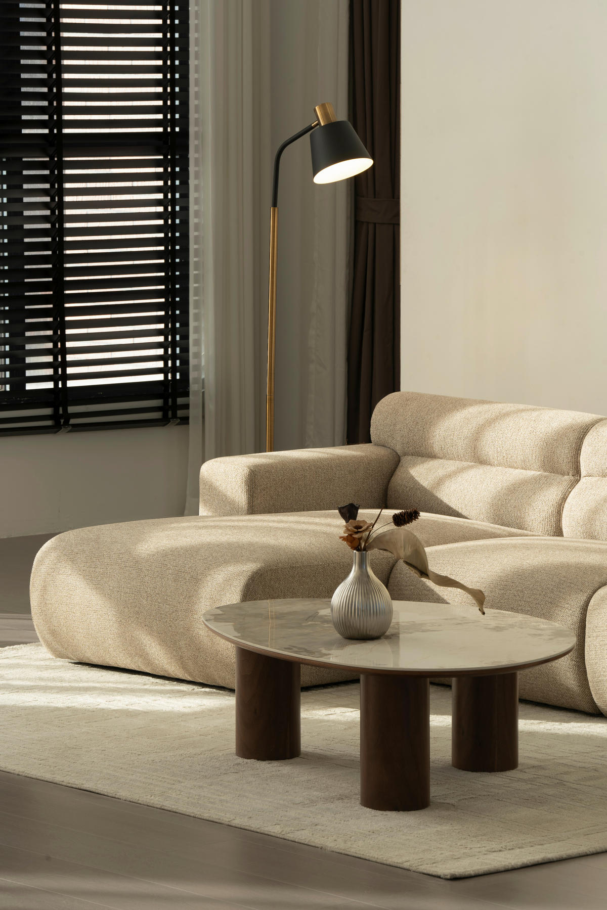 ECKSOFA Taupe Leinenoptik  - Taupe, Design, Holz/Textil (260/68/156cm) - P & B