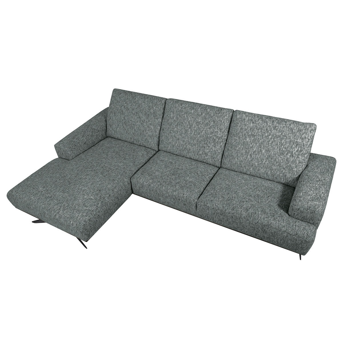 ECKSOFA PORTLAND Anthrazit Struktur Kopfteilverstellung  - Anthrazit/Schwarz, Design, Holz/Textil (187/295cm) - Livetastic
