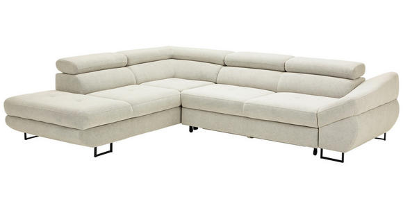 ECKSOFA in Webstoff Beige  - Beige/Schwarz, Design, Textil/Metall (235/280cm) - Hom`in