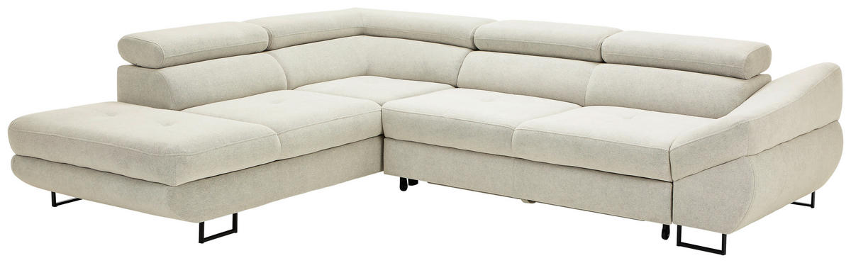 ECKSOFA in Webstoff Beige  - Beige/Schwarz, Design, Textil/Metall (235/280cm) - Hom`in