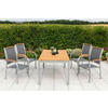 GARTENTISCHGRUPPE beschichtet AkazieHartholz Aluminium  - Silberfarben/Naturfarben, KONVENTIONELL, Holz/Textil - Gardenson