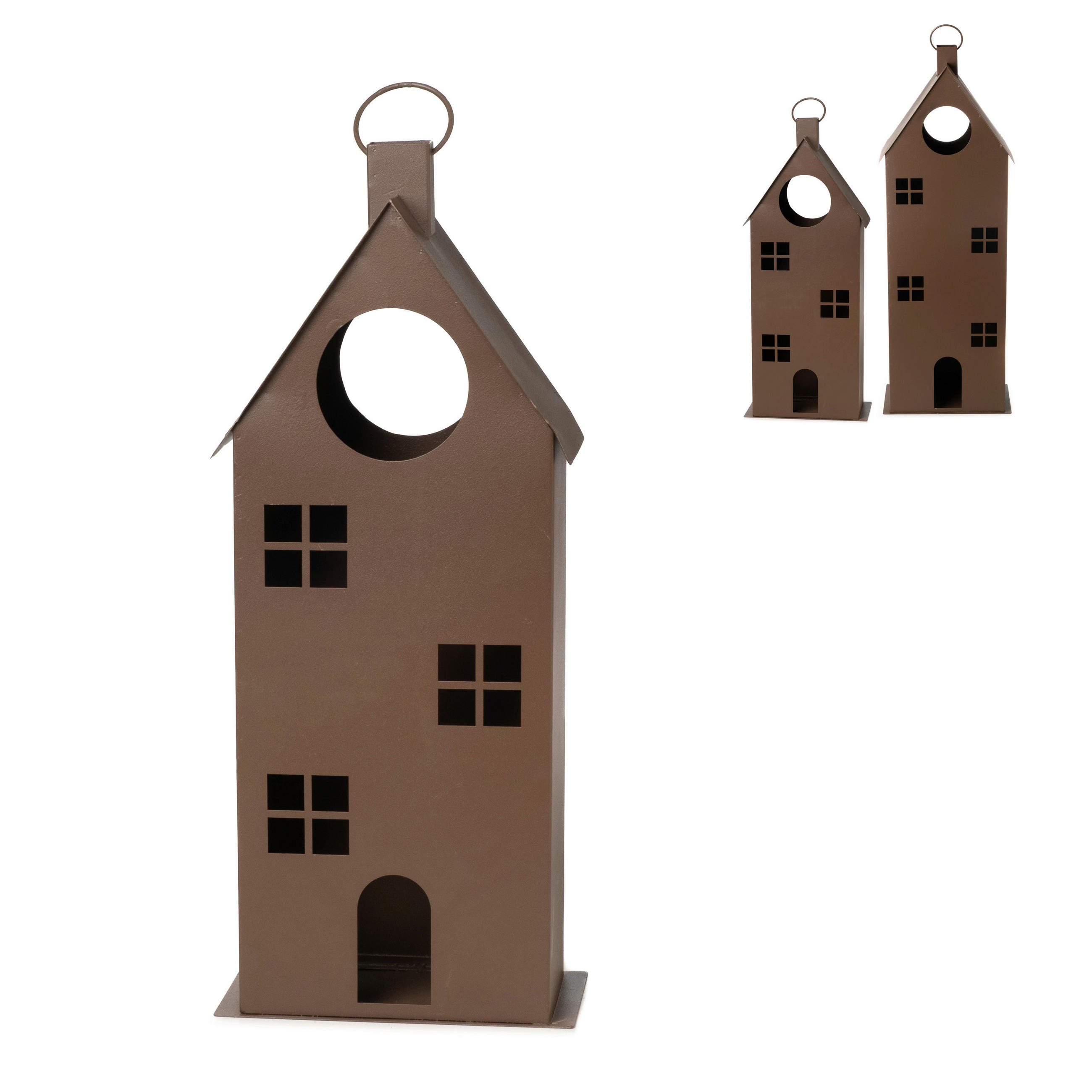 LATERNENHAUS - Braun, LIFESTYLE, Metall (24/13/55cm)