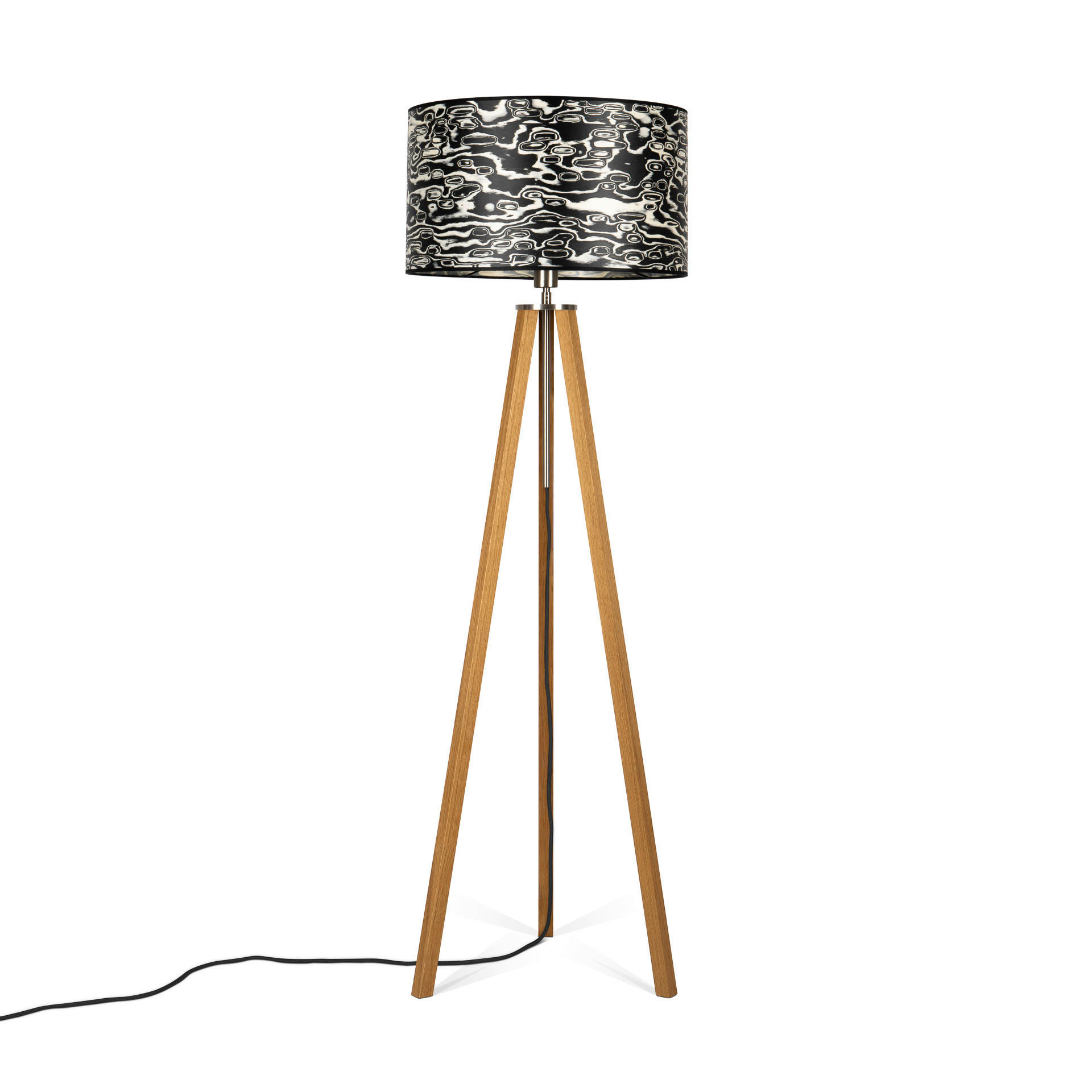 STEHLEUCHTE Skandinavisch 50/150/50 cm  - Eichefarben/Schwarz, Basics, Holz/Holzwerkstoff (50/150/50cm)