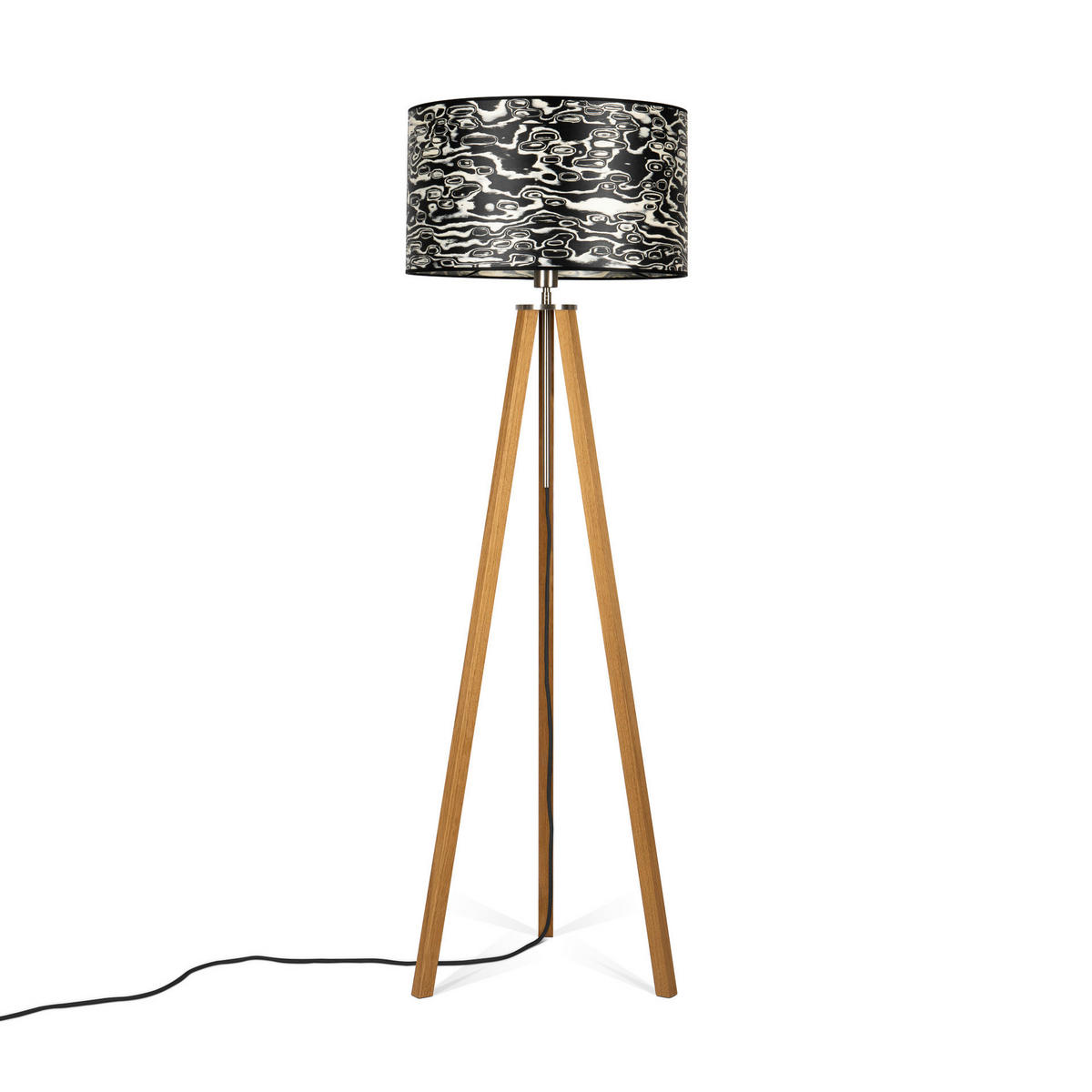 STEHLEUCHTE Skandinavisch 50/150/50 cm  - Eichefarben/Schwarz, Basics, Holz/Holzwerkstoff (50/150/50cm)