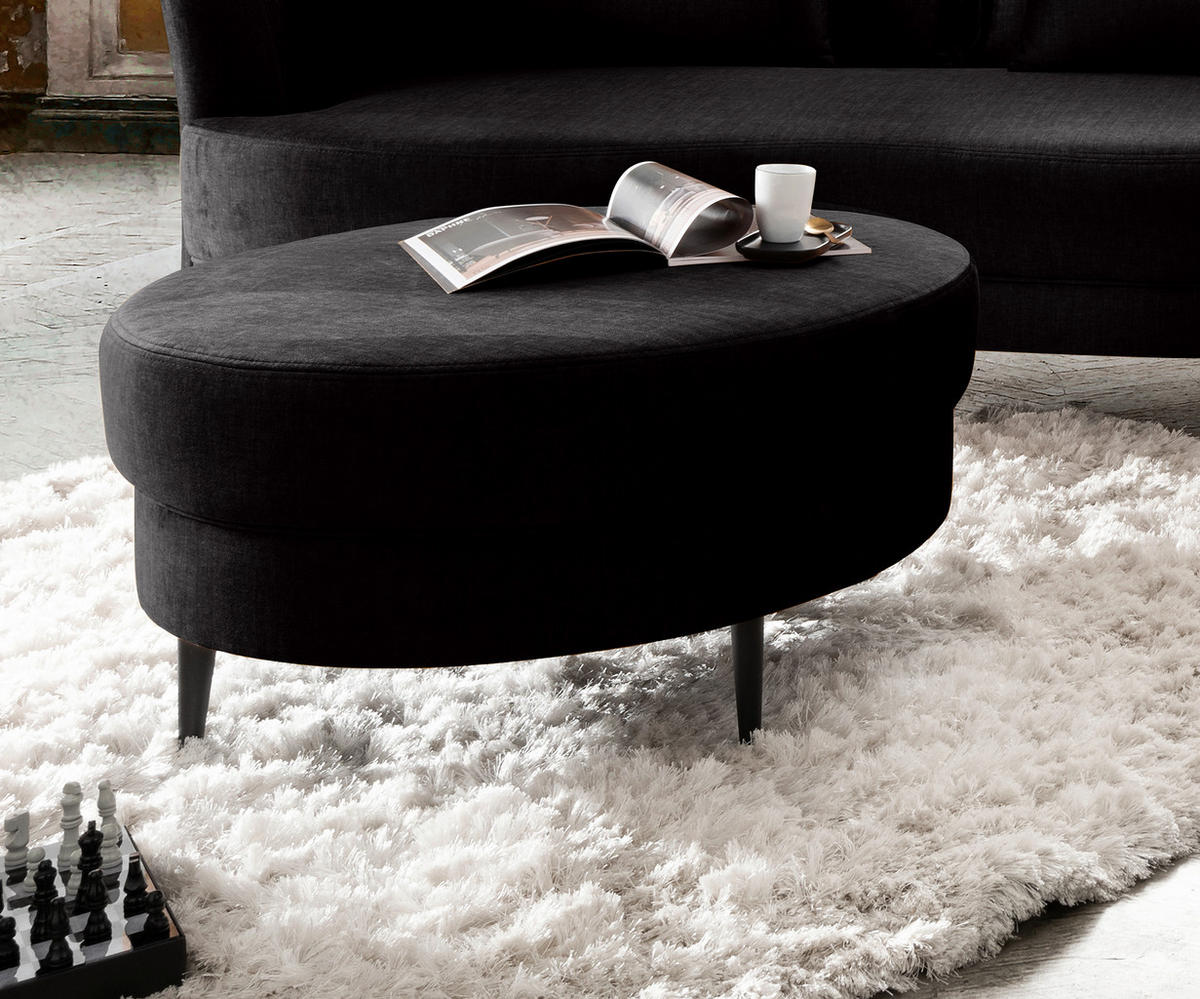 HOCKER in Textil Anthrazit  - Anthrazit/Schwarz, MODERN, Textil/Metall (80/43/80cm) - Livetastic