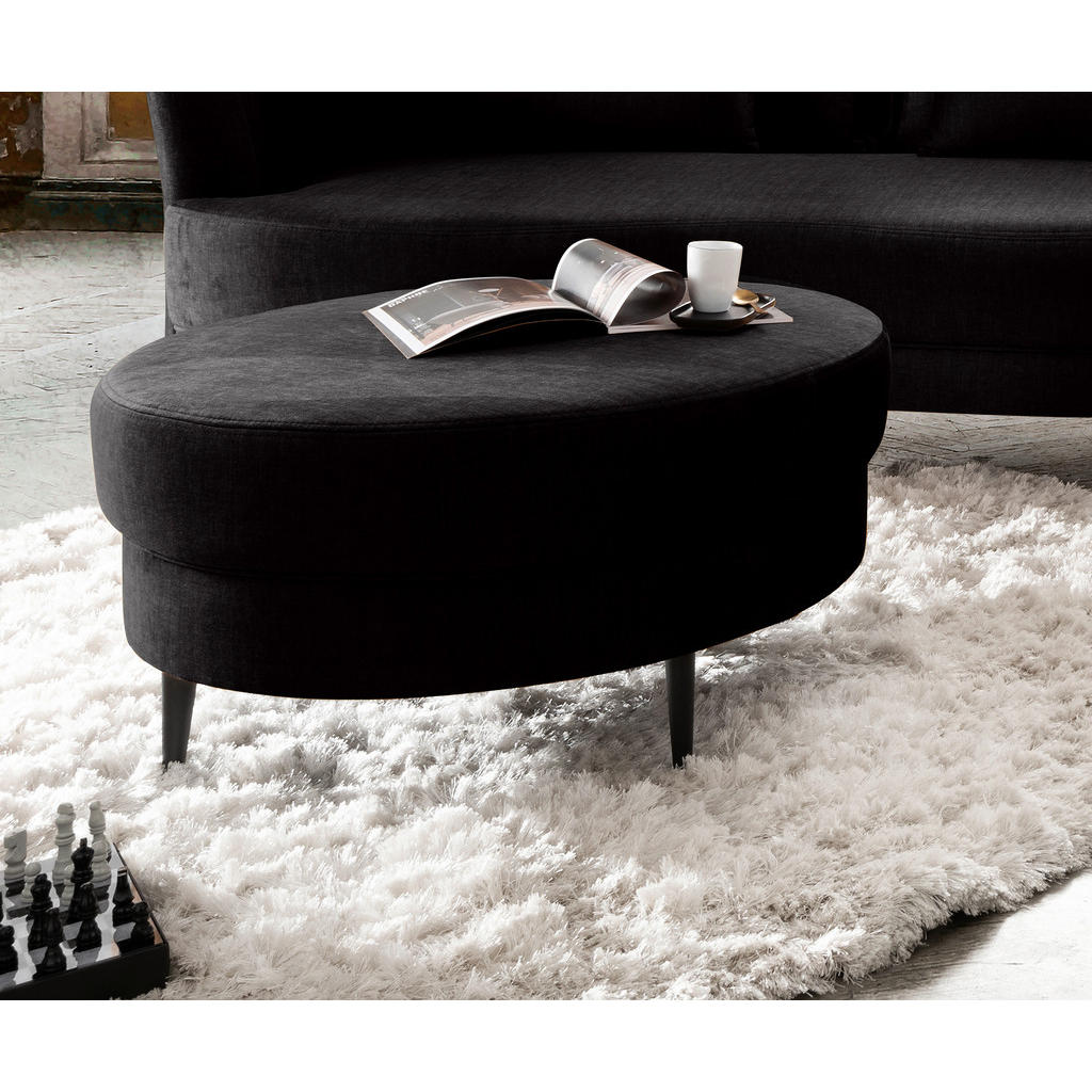 Thumbnail - Livetastic Hocker, Anthrazit, Textil, Uni, rund, 80x43x80 cm, Made in EU, Wohnzimmer, Hocker, Sitzhocker
