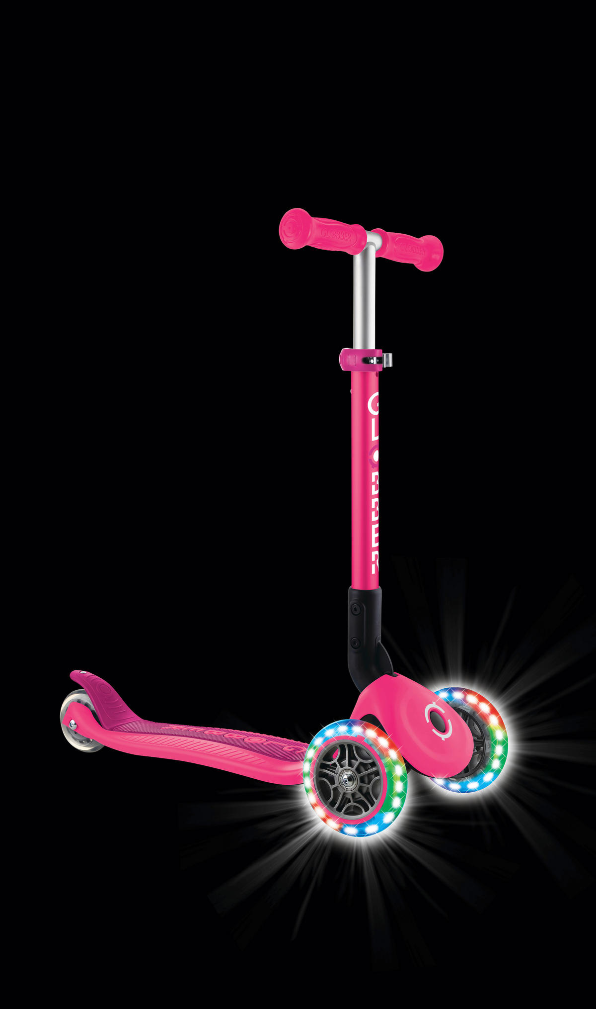KINDERSCOOTER JUNIOR FOLDABLE LIGHTS  - Pink, LIFESTYLE, Kunststoff (56/28,6/68cm) - GLOBBER