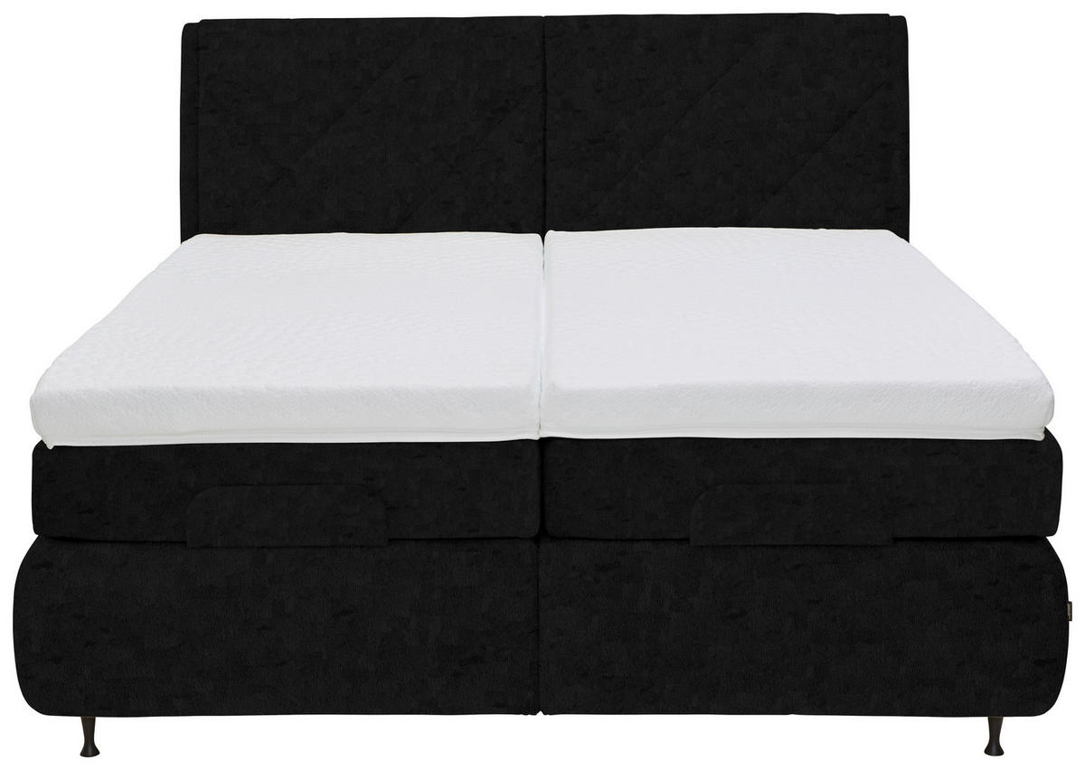 BOXSPRINGBETT 180/200 cm  in Schwarz  - Schwarz, KONVENTIONELL, Textil/Metall (180/200cm) - Dieter Knoll