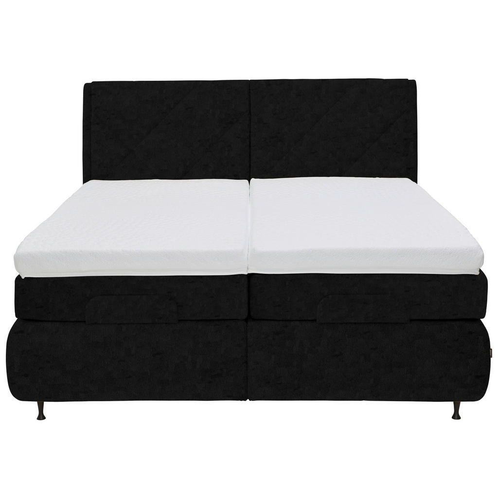 Thumbnail - Dieter Knoll Boxspringbett, Schwarz, Textil, H2 + H3, 7-Zonen, Höhe ca. 19 cm, 180x200 cm, Matratze, gepolstertes Kopfte...
