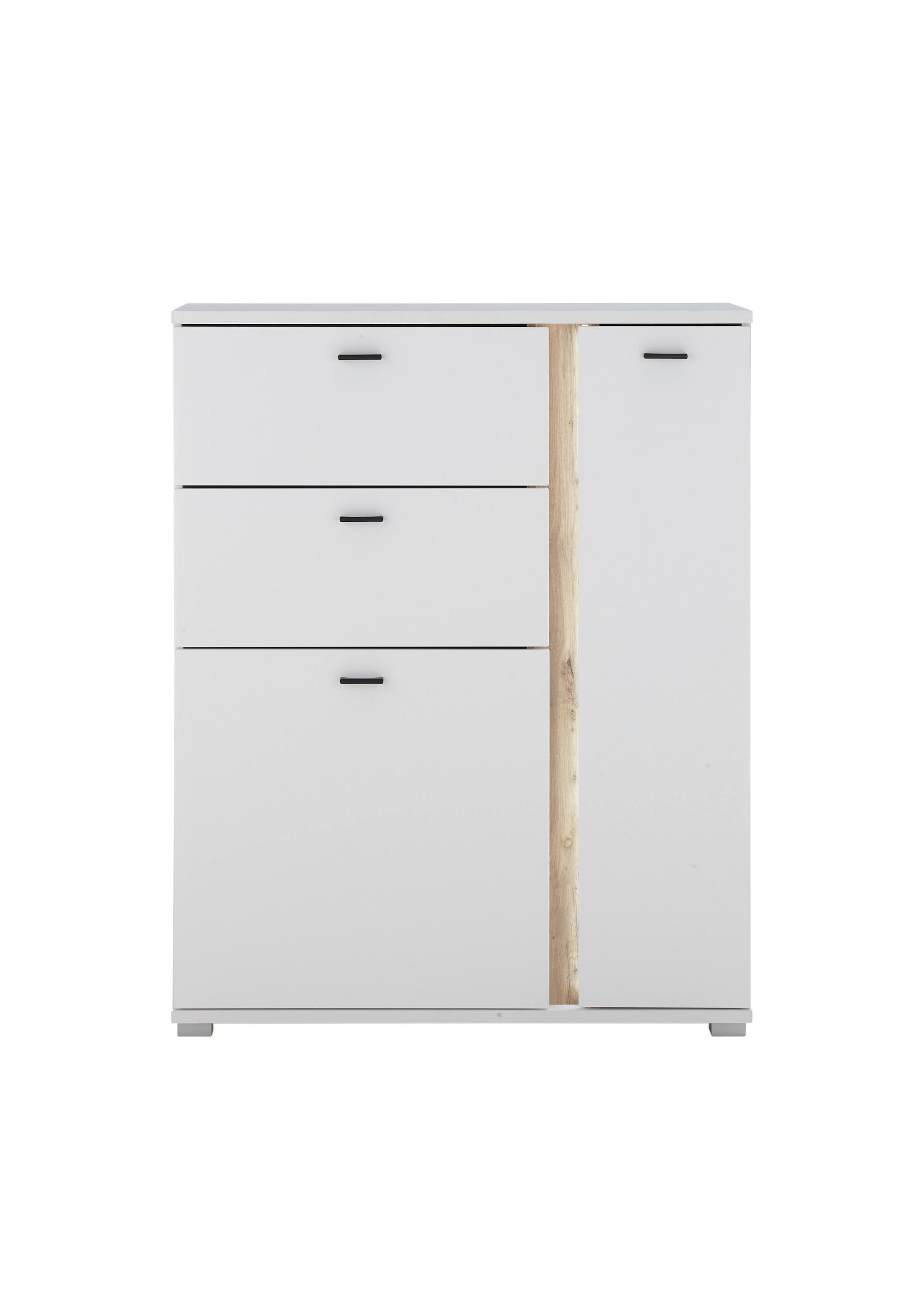 Mid.you Highboard Weiß, Eiche Wotan 100x125x42 cm