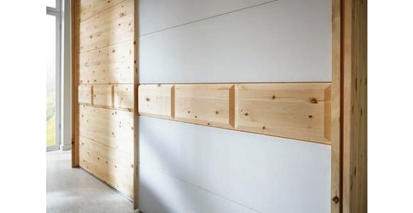 SCHWEBETÜRENSCHRANK in Weiß, Zirbelkieferfarben - Zirbelkieferfarben/Weiß, Natur, Glas/Holz (300/225/65cm) - Valnatura